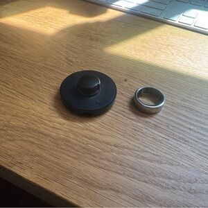 Oura Silver Ring with Black Charger